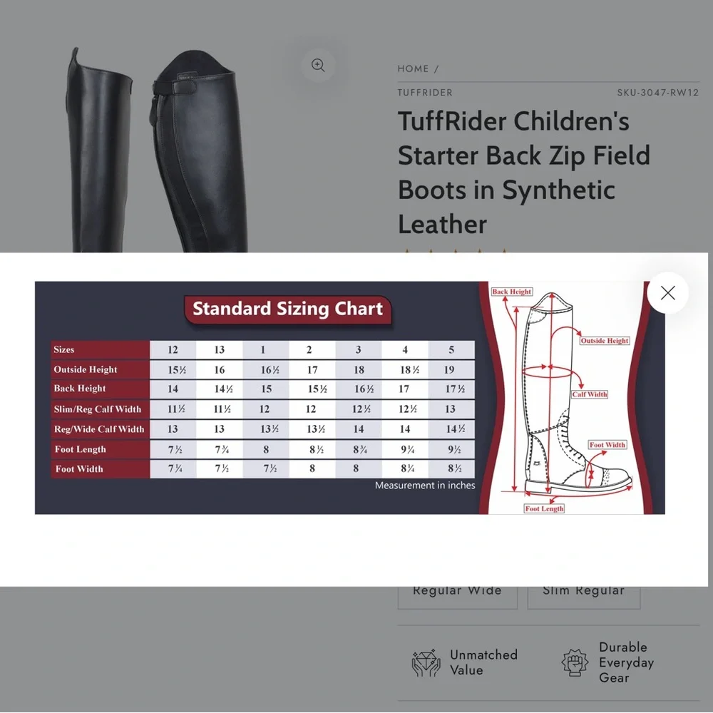 Tuff Rider Kids Black Riding Boots - Picture 10 of 12